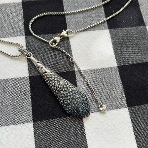 Brighton Silver and Light Blue Necklace total length 18”